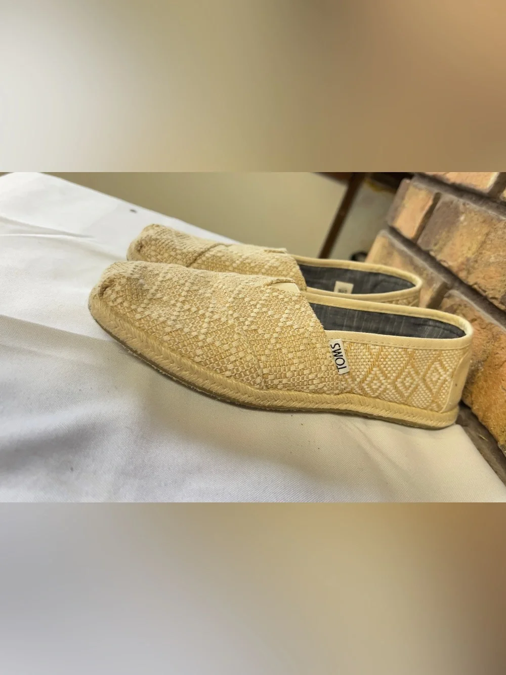 Toms Men’s Beige Woven Slip-On Loafers